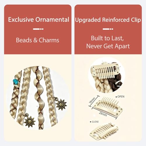 Amorite 16" Boho Clip-In Braid Extensions - Synthetic Bohemian Hairpieces