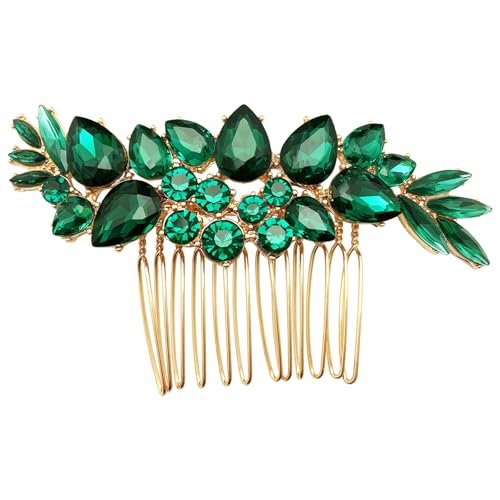 BETITETO Green Bridal Crystal Hair Comb for Wedding & Special Occasions