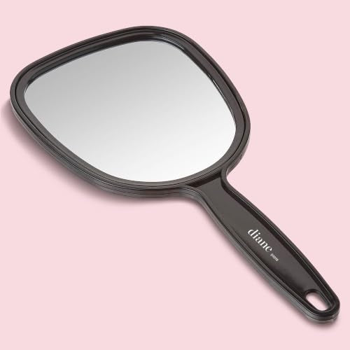 Diane Handheld Mirror with Handle - 1X Magnification, Black, 5x11 Inches