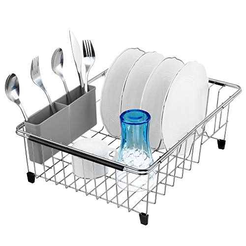 iPEGTOP Utensil Drying Rack with Hooks - Kitchen Flatware Organizer