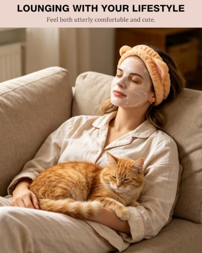 YOOVR Cat Ears Spa Headband Set - 3 Cute Hair Accessories