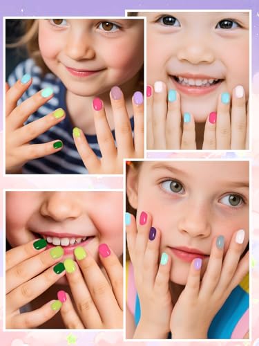 EBANKU Kids Short Glossy Press On Nails Set 576 Pieces, 24 Colors, Matte Finish