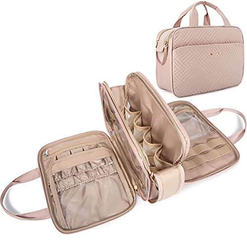 BAGSMART Medium Pink Toiletry Bag for Women - Water-resistant