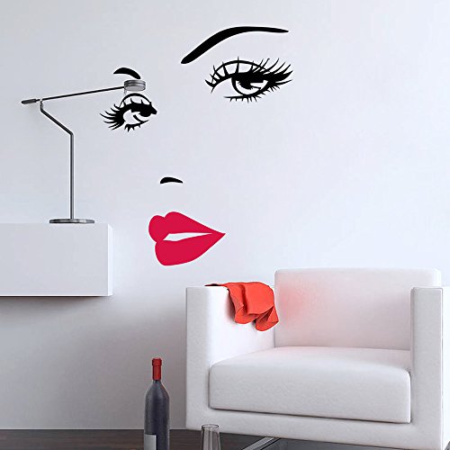 Red Lips Eyelash Wall Decal - Vinyl Sticker for Home Decor