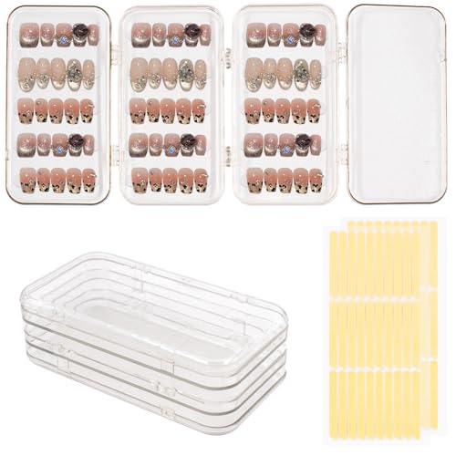 Hiyoo 2 Set Tri-Fold Press On Nail Organizer with 60 Tape Strips