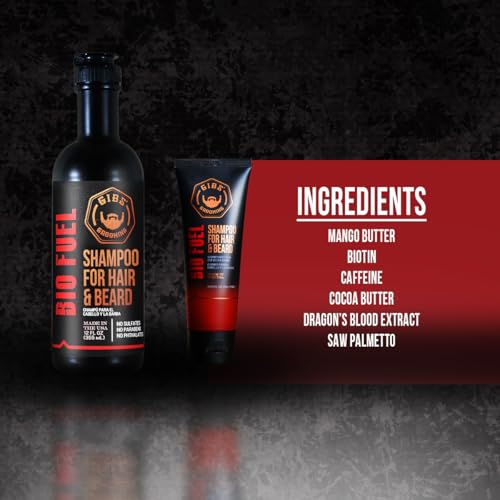 GIBS Bio Fuel Shampoo for Hair & Beard - Moisturizing Travel Size 3.25oz