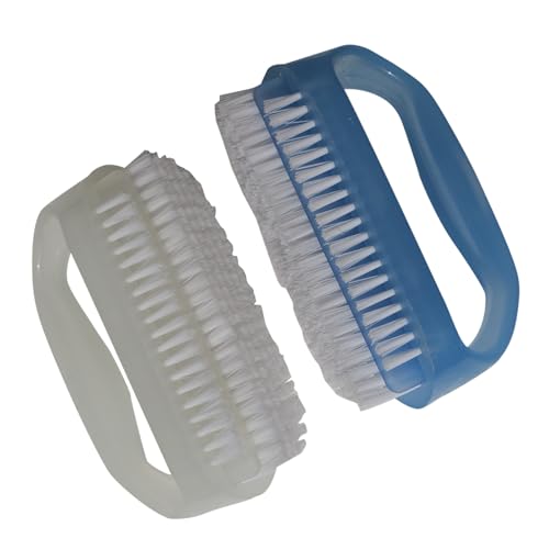 Coralpearl Nail Brush Set - 2 Soft Nylon Brushes with Cuticle Cleaner