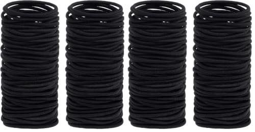 Anezus 200 Pcs Black Hair Ties - Small Elastic Bands (Pack of 2)