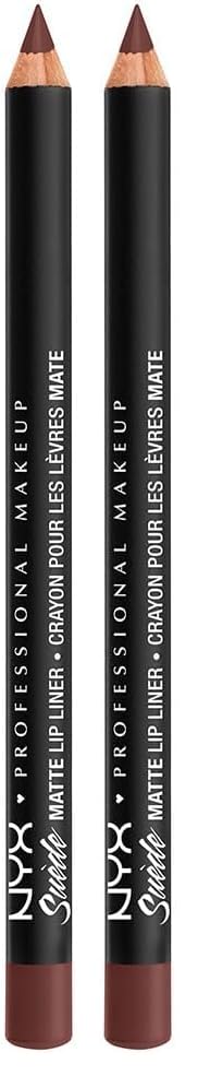 NYX Suede Matte Lip Liner - Cold Brew (Brown) - 0.04oz (Pack of 2)