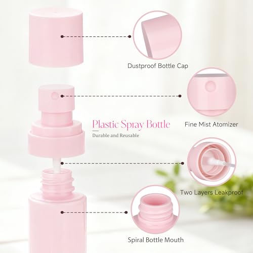 ZEJIA 2oz Travel Spray Bottle - 2 Pack, Leak-Proof Fine Mist Sprayer