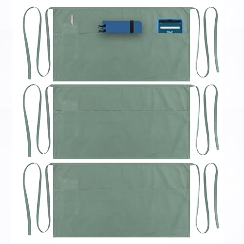 Dreamology 3-Pack Waist Aprons with Pockets - Water-Resistant Server Aprons for Men & Women