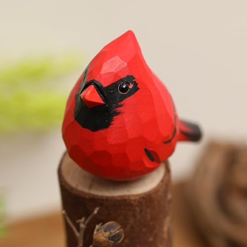 Handcrafted Red Cardinal Figurine – Eco-Friendly Wooden Bird Decor