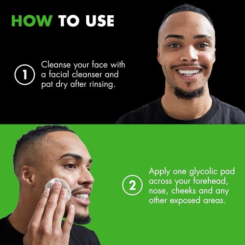 Tiege Hanley Glycolic Acid Pads for Men - 30 Count Exfoliating Face Wipes