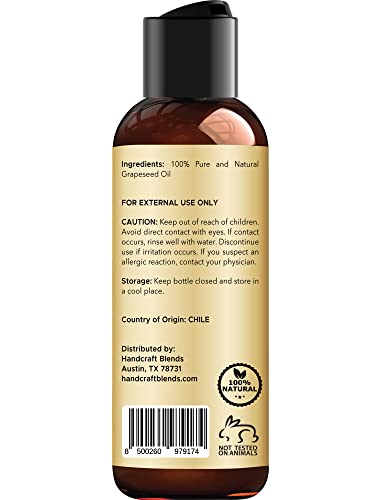 Handcraft Blends Grapeseed Oil 4 Fl Oz - Pure Natural Skin & Hair Moisturizer