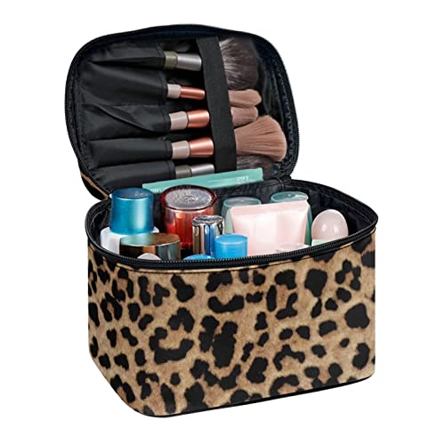 JEOCODY Leopard Print Makeup Pouch - Waterproof Travel Organizer Bag