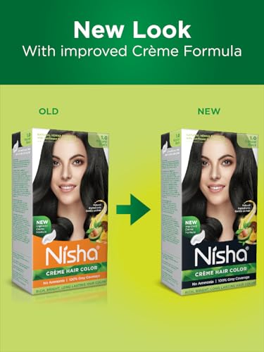 Nisha Natural Black Permanent Hair Dye Kit – 1 Count, 100% Gray Coverage, Long-Lasting 120g