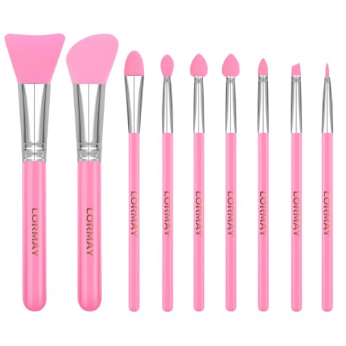 LORMAY 9-Piece Silicone Brush Set for UV Resin Crafting & Makeup