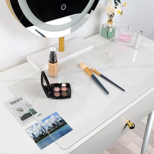 TOHONFOO 43.3x15.7in Clear PVC Makeup Desk Mat – Cut-to-Fit Vanity Protector
