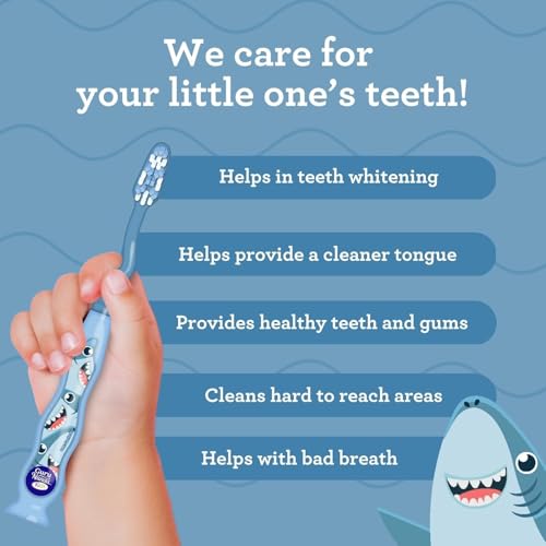 GuruNanda Kids Toothbrush with Suction Cup - Soft Bristles, 4 Pack