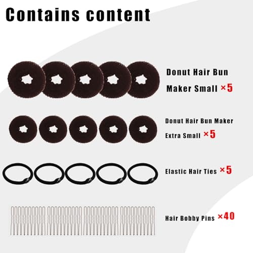 10-Piece Hair Bun Maker Set - Brown Donut Bun Tools for Women & Kids