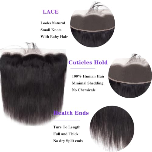 Straight Frontal Closure Human Hair 13x4 Ear to HD Lace Brazilian