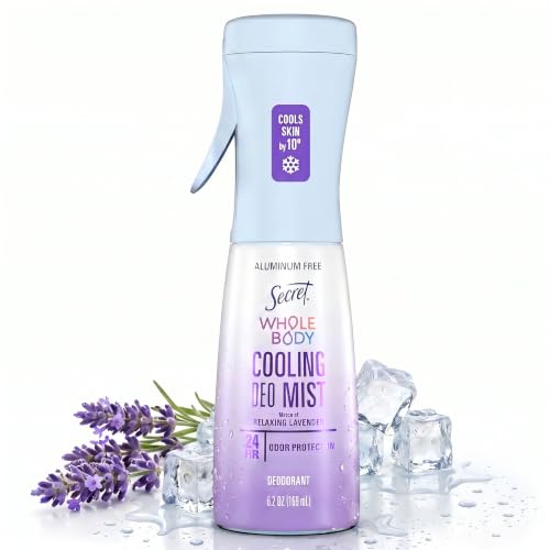 Secret Aluminum-Free Cooling Deodorant Mist for Women - 24hr Odor Protection, Lavender Scent, 5.2 fl oz