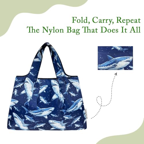 Large Reusable Nylon Tote Bag - Foldable Grocery Carrier