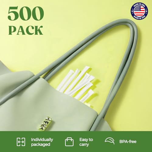 Glotoch 500PCS Individually Wrapped Clear Plastic Straws - 7.75" Long, 0.24" Diameter