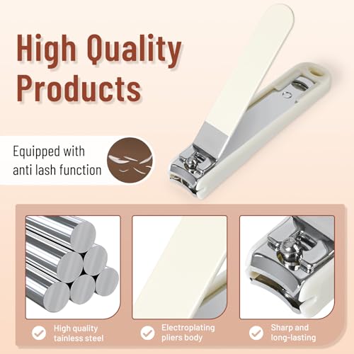 Beige 7-Piece Stainless Steel Nail Clipper Set for Men & Women with Travel Case