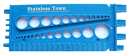 Stainless Town Nut and Bolt Thread Gauge - Measures Diameter & Length