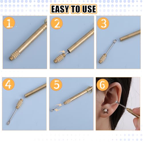 2-Pack Brass Ear Wax Removal Tools with Key Ring - Portable Ear Scoops