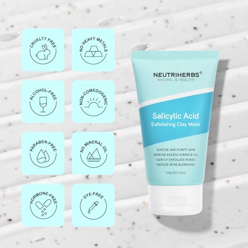 Salicylic Acid Clay Mask for Acne & Oily Skin - Hydrating & Purifying Facial Mask 3.5 Oz