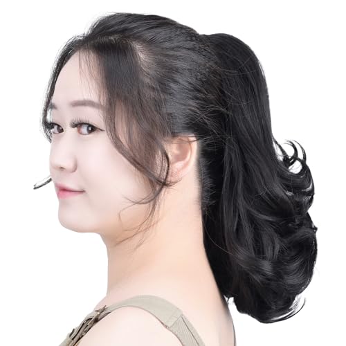 Natural Black 12-Inch Curly Ponytail Extension with Claw Clip - 3.8 OZ Synthetic Fake Hair