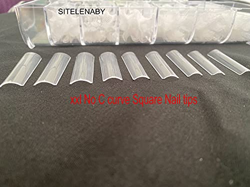 SITELENABY XXL No C Curve Square Nail Tips - Long Square Fake Nails, 500 pcs