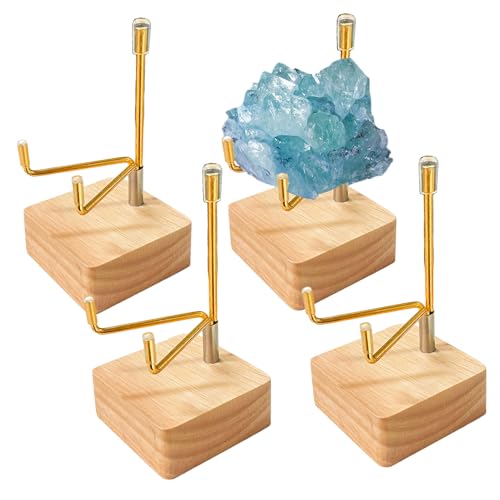 4 Adjustable Wooden Display Stands for Crystals & Collectibles