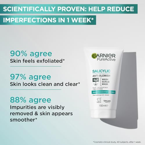 Garnier Skin Naturals Pure 3-in-1 Face Wash, Scrub, and Mask - 150ml