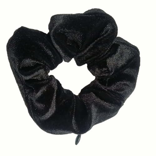 Black Velvet Scrunchies with Zipper Pocket - 4 Pack Travel Essentials
