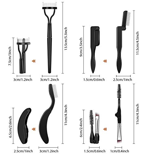 Boao 4-Piece Folding Eyelash Comb and Eyebrow Brush Set