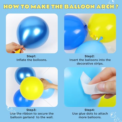 Cartoon Sponge Balloon Arch Kit - 147pcs Yellow & Blue Party Decor