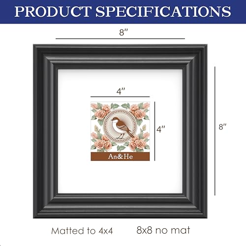 8x8 Vintage Wooden Photo Frame for Horizontal & Vertical Display