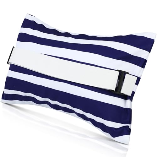 Menkxi Inflatable Beach Pillow 17x10 with Removable Cover - Navy Blue