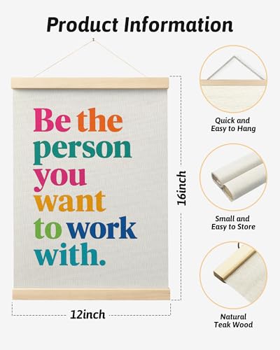 Motivational Office Wall Art Poster with Wooden Hanger - 12x16 Inch