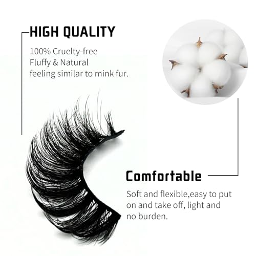 5 Pairs FOINEMYED Mink Strip Eyelashes - Volume D Curl Lashes