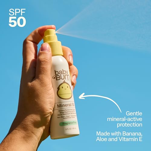 Baby Bum SPF 50 Mineral Sunscreen Spray for Sensitive Skin - 3 oz Travel Size