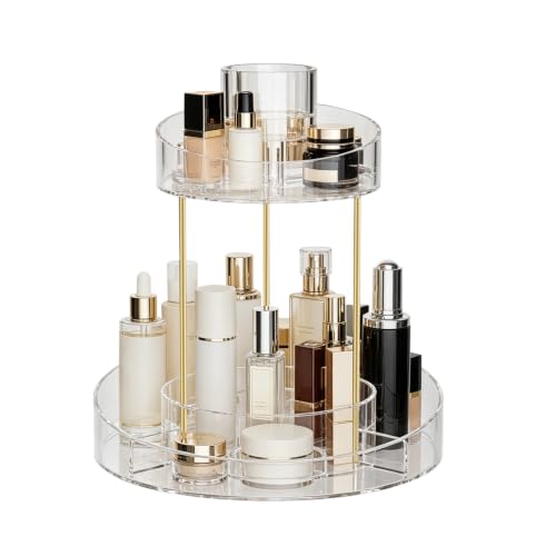 GTI 2-Tier 360° Rotating Makeup Organizer - Clear Spinning Vanity Storage