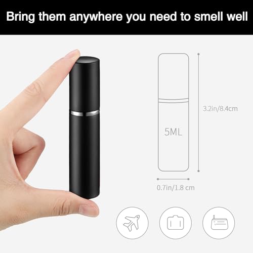 Boao 14 Pcs Black 5ml Travel Perfume Atomizers with Refill Pump