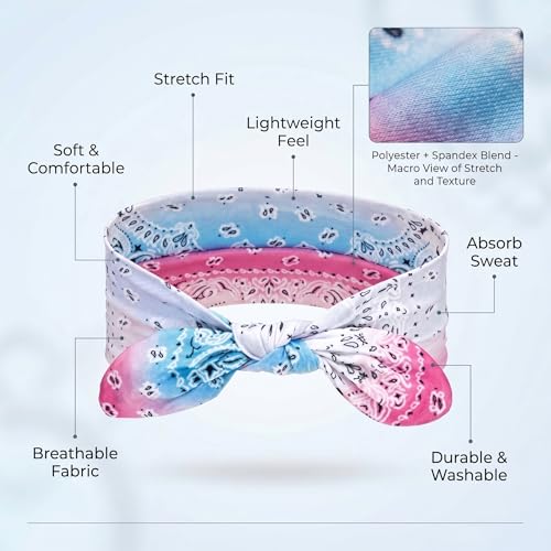 WILLBOND 13 Pcs Gradient Color Bandana Bow Headbands for Women