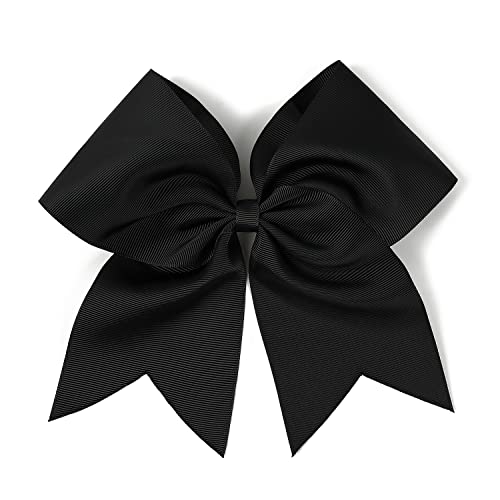 7-Inch Black Grosgrain Hair Bow Clips with Alligator Clips