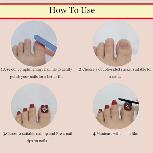 216 Pcs Ombre Press-On Toenails - Short Square Acrylic Nails