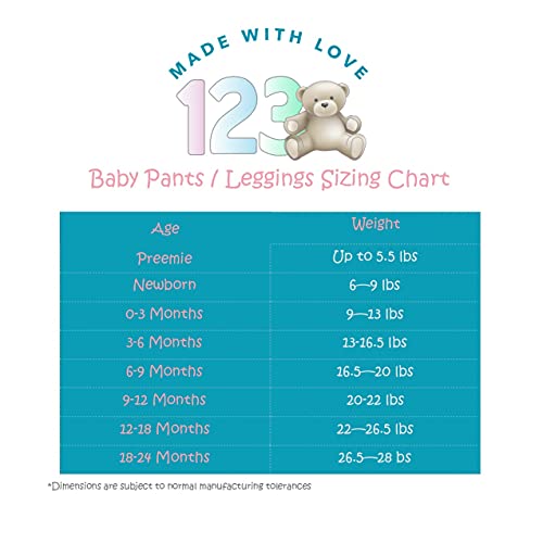 123 Bear 100% Cotton Baby Pants Leggings Footies 4-Pack Newborn Blue-Navy